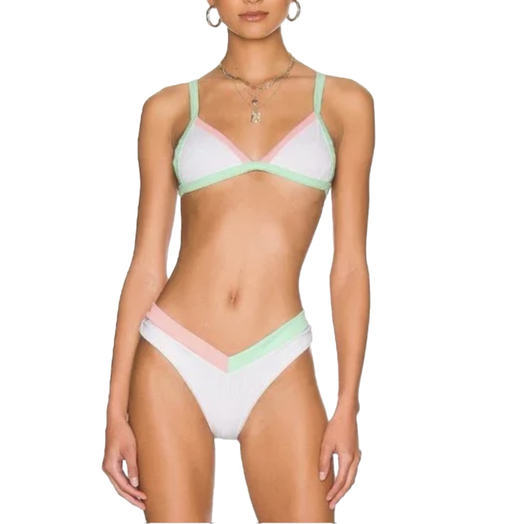Peixoto - Jolie Tina White, Pink & Green Bikini Set- M